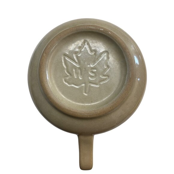 Vintage Monmouth Pottery Soup Mug Bean Bowl Maple Leaf WS Brown & Beige Two-Tone - Picture 5 of 6